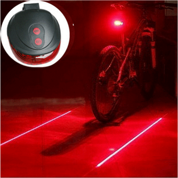 Bike Bicycle Light Rear Tail Flashing Safety Warning Lamp Night 5 LED 2 Laser